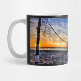 Beach Volleyball Net At Sunset Mug